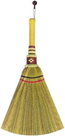 Handmade,Natural Grass Asian, Whisk Broom Thai, Handle Bamboo, Soft Brush Mini with Solid Wood Handle Retro Nature No Static Electricity Sweeping 13in