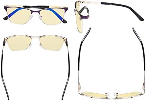 Eyekepper Ladies Blue Light Blocking Glasses with Yellow Filter Lens - Semi Rimless Computer Eyeglasses Women - UV420 Eyewear - Purple