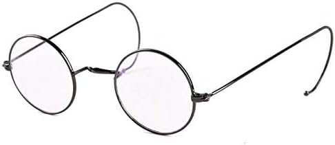 Agstum Blue Light Blocking Reading Glasses, Small Round Wire Rim Readers for Computer Use (Gunmetal / 43mm Size, 1.5 x)