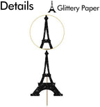 24PCS Eiffel Tower Cupcake Toppers, Wedding Party Decor, Bridal Shower Dessert Cupcake Toppers, Paris Themed Birthday Party Decoration - Black Glitter