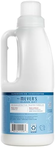 MRS. MEYER'S CLEAN DAY Liquid Fabric Softener, Infused with Essential Oils, Paraben Free, Rain Water Scent, 32 oz (32 Loads)