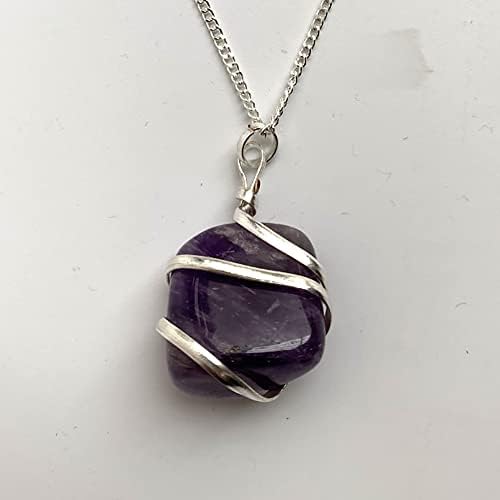 VIE Tumbled Stone Wire Wrap Pendant, 2-3cm