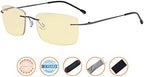 CessBlu Blue Light Blocking Glasses for Men Reading Computer Anti Glare UV Eyeglasses Flexible Rimless Yellow Filter