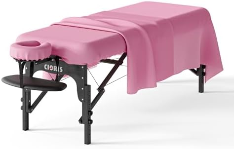 CLORIS Universal 3-Piece Professional Massage Table Sheet Set Premium Soft Light Stain Microfiber Includes Massage Table Cover, Fitted Sheet and Face Rest Cover - Pink