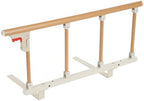 Bed Rail for Elderly Adults Safety, 4 Height Adjustable Assist Handle with Wood Grain Finish, Foldable Bed Guard for Home Care Hospital, Fall Prevention Safety Bar with Storage Pocket, Yellow