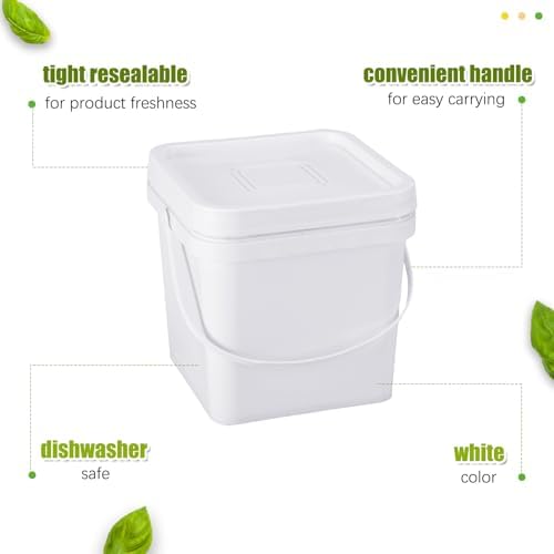 Suzile 10 Pcs 2.2 Gallon Square Bucket with Lid Food Grade Plastic Bucket 10L Utility Industrial Pail with Handle Container for Food Oil Tub Water Fishing Paint House Cleaning Car Washing(White)