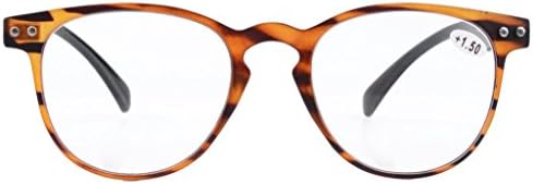 Eyekepper 4-Pack Round Full Coverage Ultrathin Flex Frame Reading Glasses Readers Amber Frame Black Arms +1.5