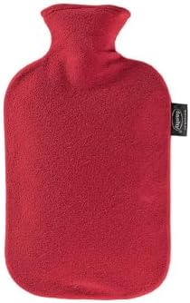 Fashy Hot Water Bottle with Fleece Cover Cranberry - Made in Germany