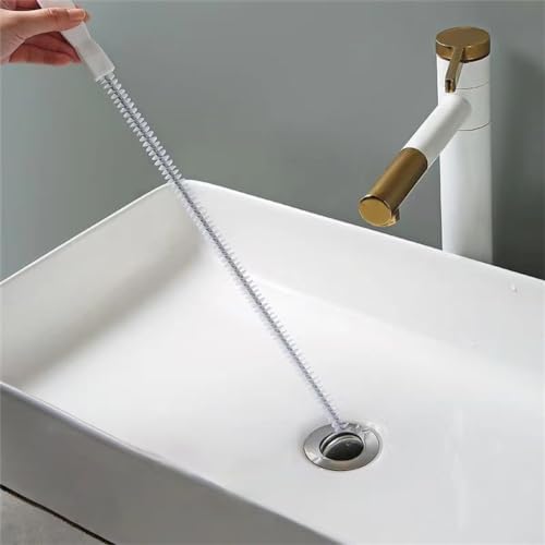 Sink Drain Overflow Cleaning Brush, Household Sewer Hair Catcher, 17.8 inch, White