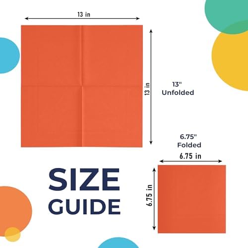 Party Solids Orange Napkins Disposable Everyday 300 Pcs 2 Ply Orange Dinner Napkins Bulk For Parties & Party Supplies