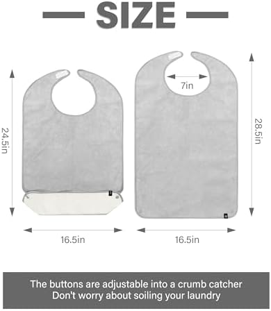 SPRING SEAON Adult Bibs WashableTowel Bibs for Eating Unisex Gift for Elderly Women Men Dining Clothing Protectors 2 Pack