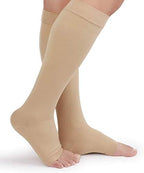 TOFLY® Knee High Compression Stockings, Open-Toe, Firm Support 15-20mmHg Opaque Maternity Pregnancy Compression Socks, Ankle & Arch Support, Swelling, Varicose Veins, Edema Beige S