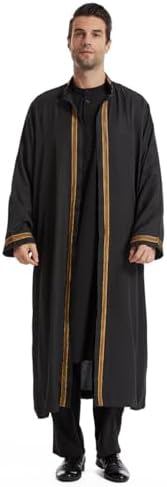 Qianliniuinc Thobe for Men Abaya Islamic Clothing - Muslim Kaftan Dubai Arabic Robe Loose Fit Casual Prayer Wear