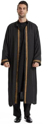 Qianliniuinc Thobe for Men Abaya Islamic Clothing - Muslim Kaftan Dubai Arabic Robe Loose Fit Casual Prayer Wear