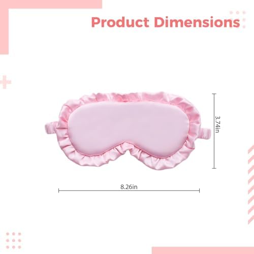 Women's Sleep Mask, Satin Eye Mask in, Ruffled Design, Adjustable Strap, Breathable and Comfortable, Blocks Light