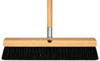 Bon Floor Broom 18 in. with 3 in. Black Horsehair Bristles and 5 ft. Wood Handle for Dry Sweeping Smooth Floors
