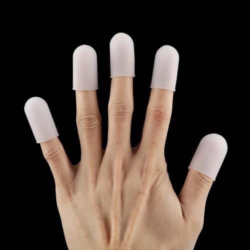 5pcs Silicone Finger Protectors Food Grade Finger Sleeves Thumbs Cover Fingertip Gloves Fit for Heat Cooking Grilling Baking Barbecue
