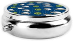 Purse Pill Organizer, Space Alien and UFO Head Cute Round Box, Compact Case for Vitamins, Travel Dispenser Pocket Carry for Her