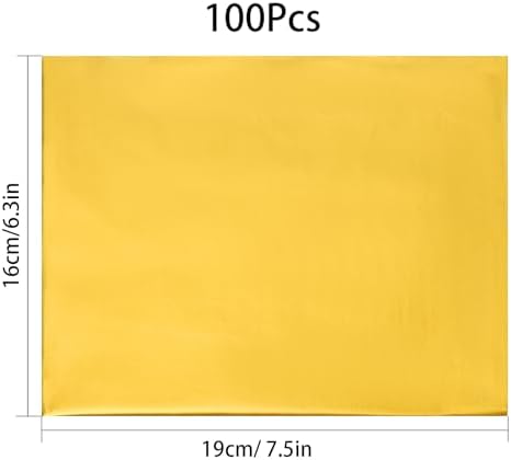 100Pcs Chocolate Candy Wrappers Aluminum Foil Candy Bar Wrappers with Thick Paper Backing Candy Wrapping Packing for Christmas Wedding Birthday Homemade Sweets 7.5 x 6.3 Inch(Gold)
