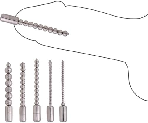 5 Pcs Metal Stainless Steel Beads Urethral Sound Sex Toys Catheters & Sounds Stick Urethra Pulling Beads Massage Stick Urine Plug Bendable Design 3mm/4mm/5mm/6mm/8mm
