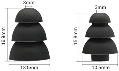 Silicone Replacement Ear Buds Tips, 20 Pcs, Black (Triple Flange)