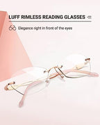 LUFF Stylish Rimless Reading Glasses for Women Anti-Blue Light, Fashion Comfortable and Lightweight Frameless 1PC Reader