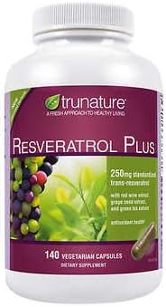 Trunature Resveratrol Plus Vegetarian Capsules, 250mg (Pack of 140)