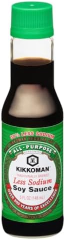 Kikkoman Less Sodium Soy Sauce Bottles - Pack of 2 - Use on a Variety of Foods - Soy Sauce with 37% Less Sodium - Traditionally Brewed