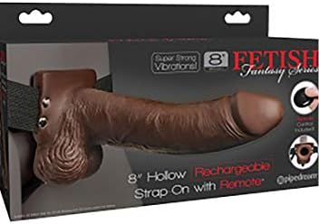 Pipedream Products Fetish Fantasy Series 8" Hollow Rechargeable Strap-on with Remote, Brown, 1 Count