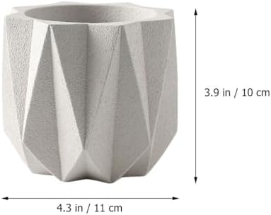 Totority 1pc Cement Flower Pot Drain Modern Simple Planter for Indoor Decor White Decorative Flowerpot for Houseplants and