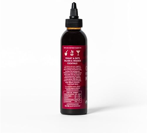 Just Date: Organic Pomegranate Syrup / 100% Natural / Organic Pomegranate Molasses / Healthy Alternative for Sugar, Honey or Maple / Low Glycemic Index & Packed with Nutrition / 8.8 oz Squeeze Bottle