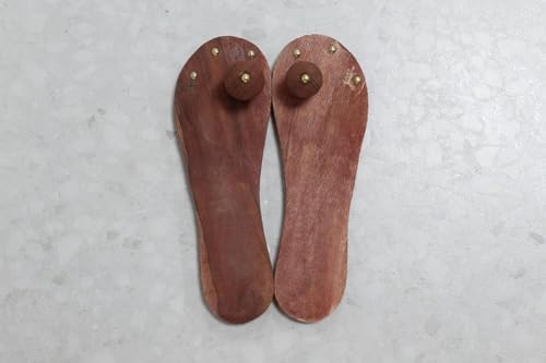 Wooden Cave Slippers Unique Design khadau for Temple Decoration Pooja Room Charan Paduka Khadau-10 inch #04, ZAQ12