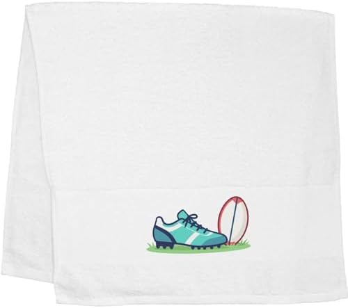Azeeda 'Rugby Ball & Shoe' Hand/Guest Towel (TL00089366)