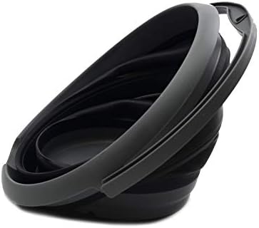 SAMMART 10L (2.64Gallon) Collapsible Fishing Bucket - Foldable Round Tub - Portable Plastic Water Pail - Space Saving Outdoor Waterpot - Trunk Organizer (1, Grey/Black)
