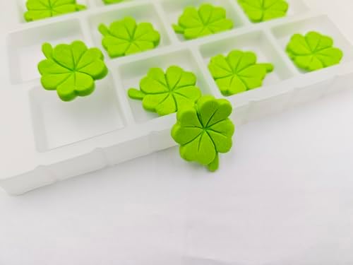 Edible 12pcs GrassGreen Shamrock Sugar cake decorations, cupcake toppers, perfect Clover Icing Cookies decro for St. Patrick's Day Birthday Halloween Thanksgiving Christmas party Team Dinner