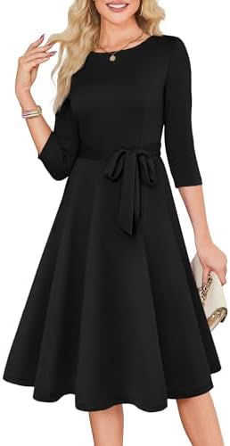 RUMIA Women's Cocktail Dresses 3/4 Sleeve Vintage Wedding Guest Dress (XS-3XL)