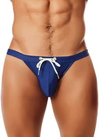 MIZOK Men's Sexy Low Rise Swimsuits Bikini Swimming Briefs Swimwear with Adjustable Drawstring