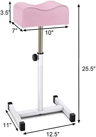 CHAOEEMY Pedicure Foot Rest,Adjustable Height Pedicure Stool,Pedicure Stand for Home Salon,Tattoo,Nail Tech(Pink)
