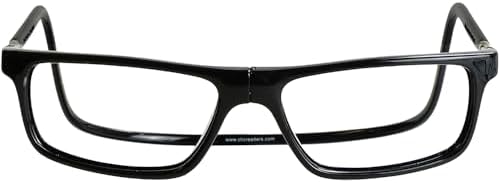 Clic Magnetic Reading Glasses - Adjustable Neck Hanging Readers - Secure Fit with Rigid Headband - Executive (M-XL, Black, 3.00 Magnification)