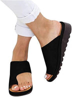 Orthopedic Bunion Corrector Sandals,Comfy Platform Flat Sole PU Leather Shoes for Women (Black,8)