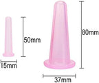 4 Pcs Pink Facial Cupping Therapy Set Anti Cellulite Silicone Vacuum Cupping Cups for Face and Eye Cupping Massage, Massage Tools (2 Small + 2 Large)