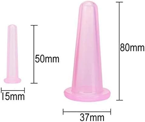 4 Pcs Pink Facial Cupping Therapy Set Anti Cellulite Silicone Vacuum Cupping Cups for Face and Eye Cupping Massage, Massage Tools (2 Small + 2 Large)