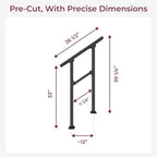 CR Fence & Rail Handrails for Outdoor Steps & Indoor Stair Railing Kit, 1-2 Steps Safety Hand Rail for Porch & Deck