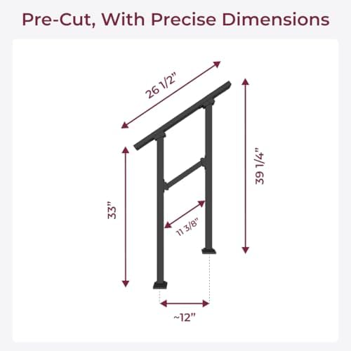 CR Fence & Rail Handrails for Outdoor Steps & Indoor Stair Railing Kit, 1-2 Steps Safety Hand Rail for Porch & Deck
