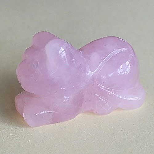 Generic Hand Carved Mixed gemstome Crystal cat Animal Figurine Animal Carving Rose Quartz