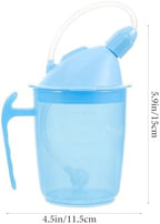 DOITOOL Adult Sippy Cup with Straw, Spill Proof Drinking Cup for Elderly Care, 400ML, Blue