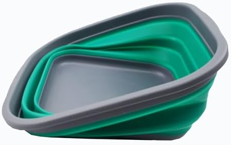 SAMMART 5.5L (1.4 Gallons) Collapsible Tub - Foldable Dish Tub - Portable Washing Basin - Space Saving Plastic Washtub (Dark Grey/Bluish-Green, 1)