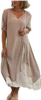 BIVENANT Womens Cotton Maxi Dress Flowy Asymmetrical Layered Summer Beach Casual Loose Short Sleeve Long Sundress