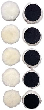 Lambswool Polishing Pads Sheepskin Buffing Pads, Lambs Wool Cutting Pads with Hook and Loop Backing - Wool Buffs (10 Pack, 3 Inch)