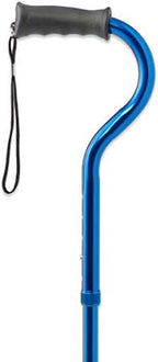 Medline Offset Folding Cane, 4-Point Base With Cushioned Gel Handle, Supports Up To 350 lbs, Blue